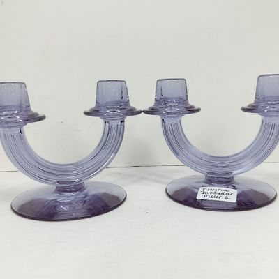 FOSTORIA WISTERIA DUO CANDLESTICKS, CIRCA 1930