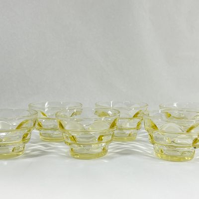 SET OF SIX YELLOW GLASS DESSERT BOWLS