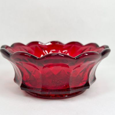 INDIANA GLASS RUBY SCALLOPED BOWL