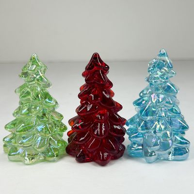MOSSER TRIO OF IRIDESCENT GLASS CHRISTMAS TREES