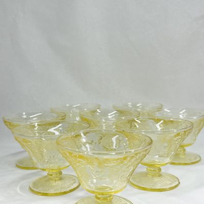 HAZEL-ATLAS FLORENTINE YELLOW DEPRESSION GLASS SHERBETS