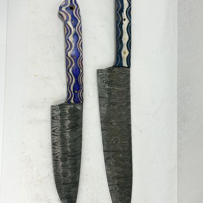 PAIR OF DAMASCUS STEEL KITCHEN KNIVES