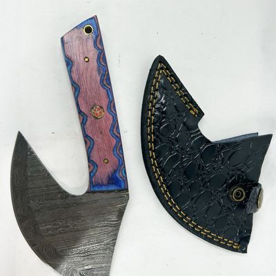DAMASCUS STEEL ULU STYLE HATCHET