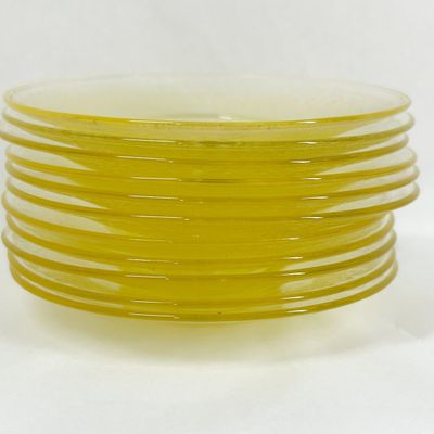SET OF YELLOW DEPRESSION GLASS SAUCERS