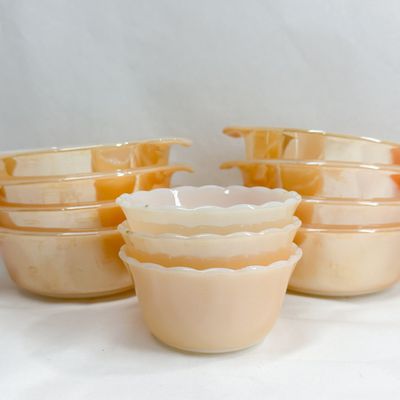ANCHOR HOCKING PEACH LUSTRE GLASS TABLEWARE