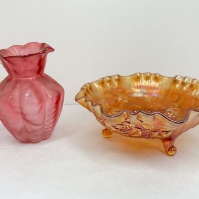 FENTON PITCHER AND CARNIVAL BOWL