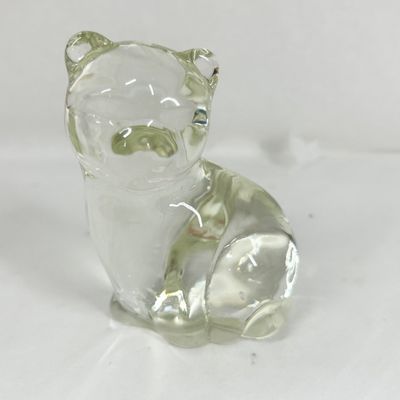 CLEAR ART GLASS CAT FIGURINE