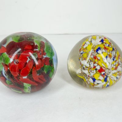 TWO ART GLASS PAPERWEIGHTS