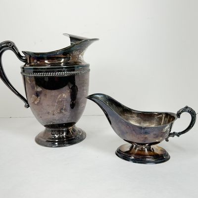 WILCOX SILVER PLATE PITCHER AND SAUCE BOAT