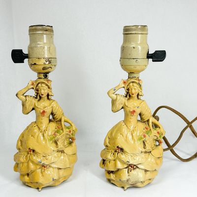 PAIR OF FIGURAL SPELTER BOUDOIR LAMPS