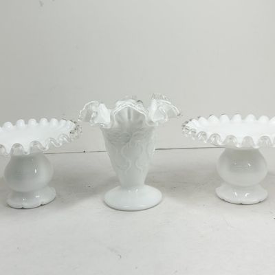 FENTON SILVER CREST GLASS TRIO, 1970S