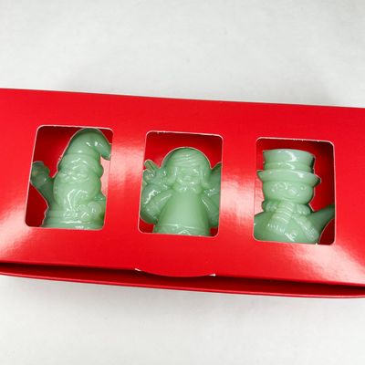MOSSER TRIO OF JADEITE GLASS HOLIDAY SET