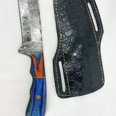 DAMASCUS STEEL CLEAVER HUNTER WITH LAMINATE HANDLE