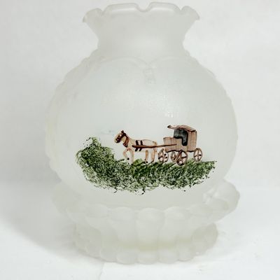 FROSTED MILK GLASS HURRICANE LAMP SHADE