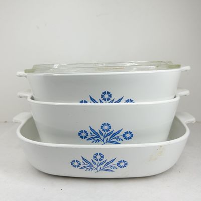 CORNING WARE BLUE CORNFLOWER PYROCERAM SET