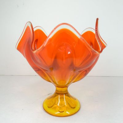 MCM AMBERINA CASED GLASS PEDESTAL BOWL