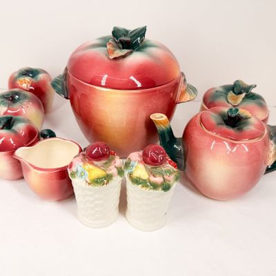 SET OF FIGURAL FRUIT-FORM EARTHENWARE TABLEWARE AND KITCHENWARE