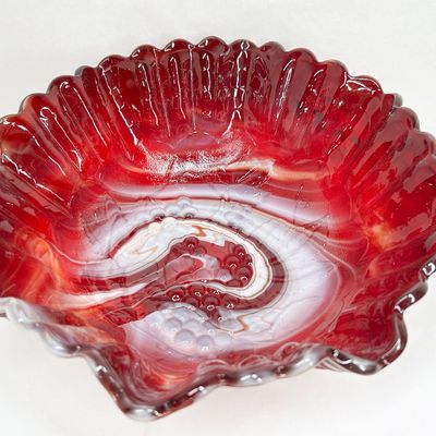 IMPERIAL RED SLAG GLASS GRAPE BOWL