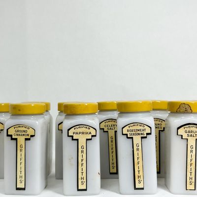 GRIFFITH'S MILK GLASS SPICE JAR COLLECTION