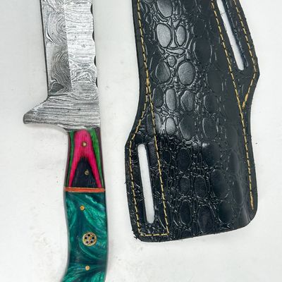 DAMASCUS STEEL BLUNT-TIP FIXED BLADE KNIFE