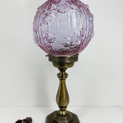 PINK GLASS ROSE HURRICANE LAMP