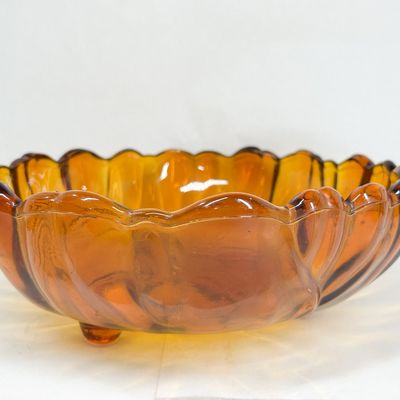 AMBER GLASS SUNFLOWER CENTERPIECE BOWL