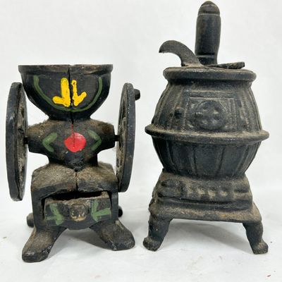 TWO MINIATURE CAST IRON TOYS