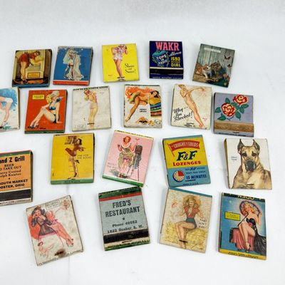 VINTAGE AMERICAN PIN-UP ADVERTISING MATCHBOOK COVERS, CIRCA 1940-1950