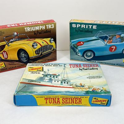 LINDBERG THREE PLASTIC MODEL KITS, 1960S