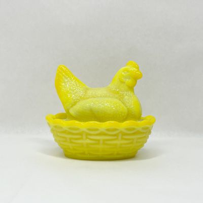 MOSSER YELLOW MILK GLASS HEN ON NEST