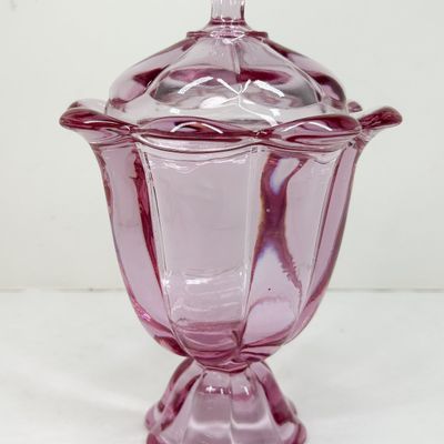 VIKING PINK THISTLE GLASS CANDY DISH