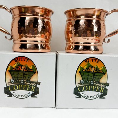 BUTTE COPPER COMPANY HAMMERED COPPER MUGS