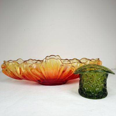 TWO PIECES OF AMERICAN PRESSED GLASS