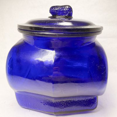 PLANTERS PEANUTS COBALT BLUE GLASS JAR