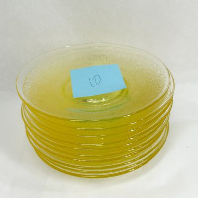 SET OF YELLOW DEPRESSION GLASS SAUCERS