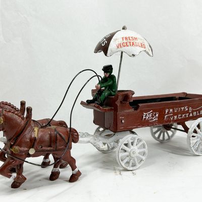 CAST HORSE-DRAWN FRUIT AND VEGETABLE WAGON