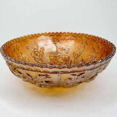 MARIGOLD CARNIVAL GLASS ROSE BOWL