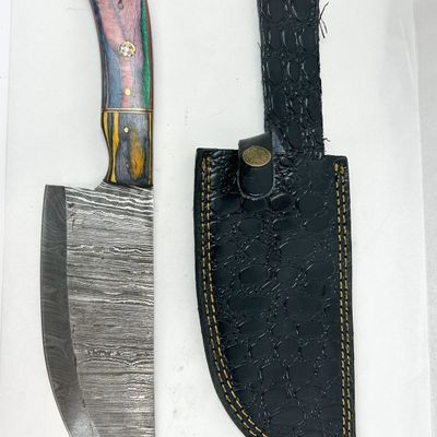 DAMASCUS STEEL CLEAVER WITH LAMINATE HANDLE
