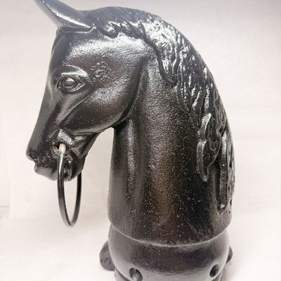 CAST IRON HORSE HEAD HITCHING POST FINIAL