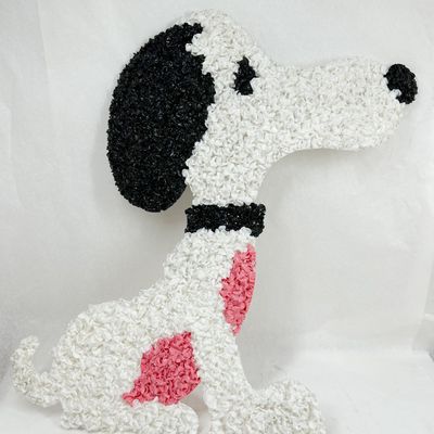 SITTING DOG MELTED PLASTIC DECORATION