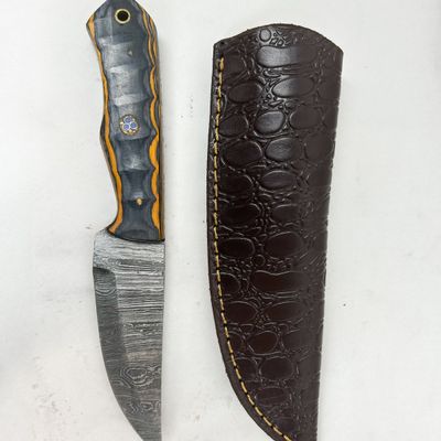 DAMASCUS STEEL DROP POINT HUNTING KNIFE