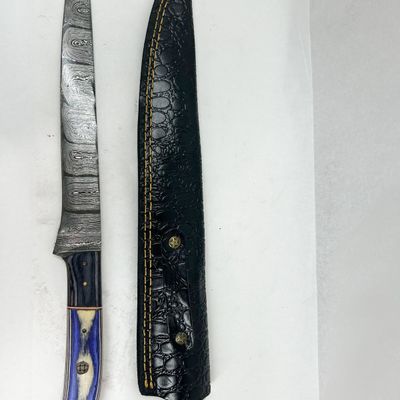 DAMASCUS STEEL FILLET KNIFE AND SHEATH