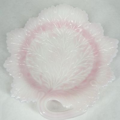 FENTON ROSALENE GLASS LEAF NAPPY, 1980S