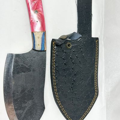 DAMASCUS FILE STEEL CLEAVER KNIFE