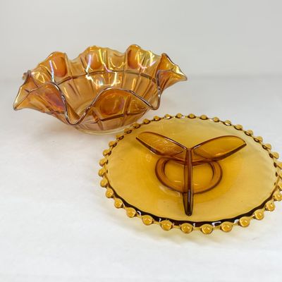 MARIGOLD AND AMBER GLASSWARE, MID-20TH CENTURY