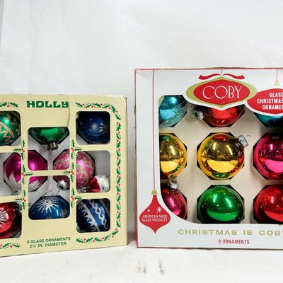 HOLLY AND COBY GLASS ORNAMENTS