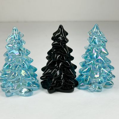 TRIO OF MOSSER GLASS CHRISTMAS TREES