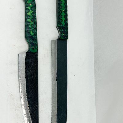 DAMASCUS TWO CUSTOM FIXED BLADE FILE KNIVES