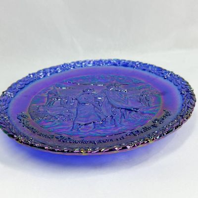 FENTON BLUE CARNIVAL GLASS BICENTENNIAL PLATE