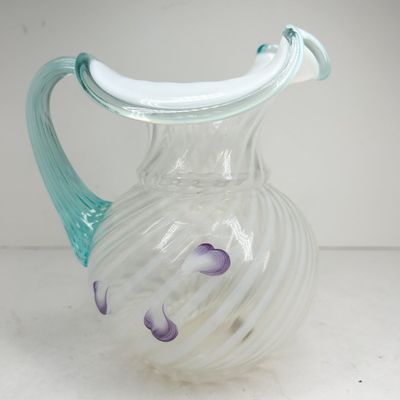 SPIRAL OPTIC ART GLASS PITCHER